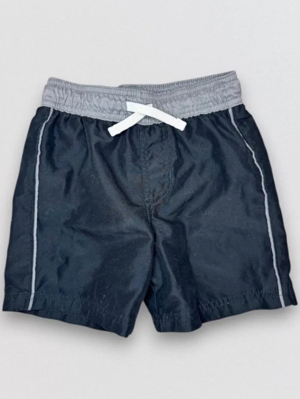 Boys Black Gray Swim Trunks Mesh Lined Drawstring Swim Shorts XS 4 5